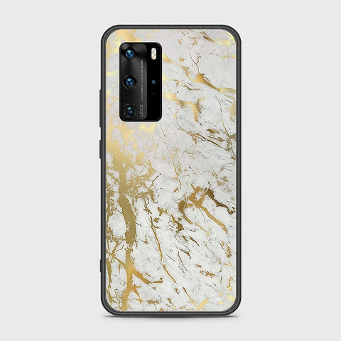 Huawei P40 Pro Cover- White Marble Series - HQ Ultra Shine Premium Infinity Glass Soft Silicon Borders Case