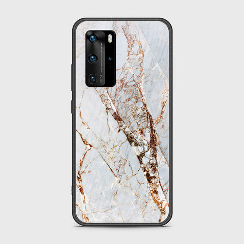 Huawei P40 Pro Cover- White Marble Series - HQ Ultra Shine Premium Infinity Glass Soft Silicon Borders Case