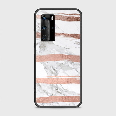 Huawei P40 Pro Cover- White Marble Series - HQ Ultra Shine Premium Infinity Glass Soft Silicon Borders Case