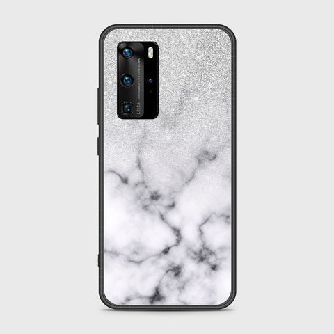 Huawei P40 Pro Cover- White Marble Series - HQ Ultra Shine Premium Infinity Glass Soft Silicon Borders Case