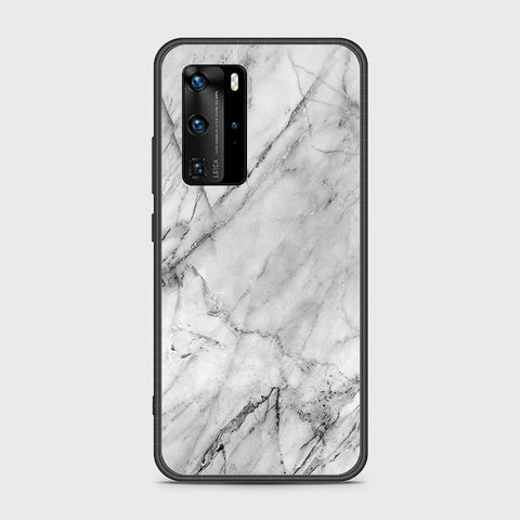 Huawei P40 Pro Cover- White Marble Series - HQ Ultra Shine Premium Infinity Glass Soft Silicon Borders Case