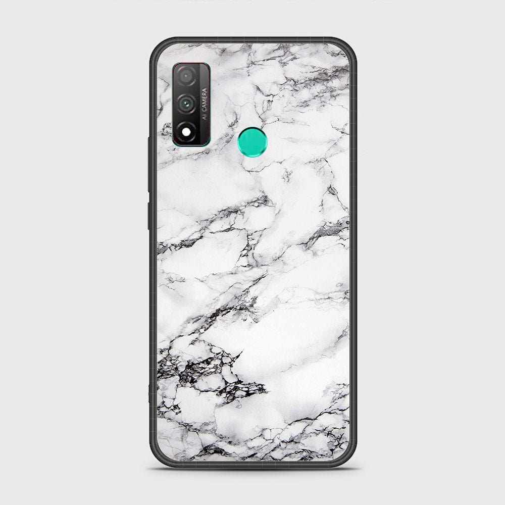 Huawei P smart 2020 Cover - White Marble Series - HQ Ultra Shine Premium Infinity Glass Soft Silicon Borders Case