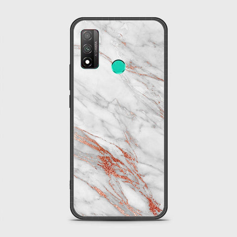 Huawei P smart 2020 Cover - White Marble Series - HQ Ultra Shine Premium Infinity Glass Soft Silicon Borders Case