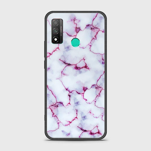 Huawei P smart 2020 Cover - White Marble Series - HQ Ultra Shine Premium Infinity Glass Soft Silicon Borders Case