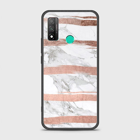 Huawei P smart 2020 Cover - White Marble Series - HQ Ultra Shine Premium Infinity Glass Soft Silicon Borders Case