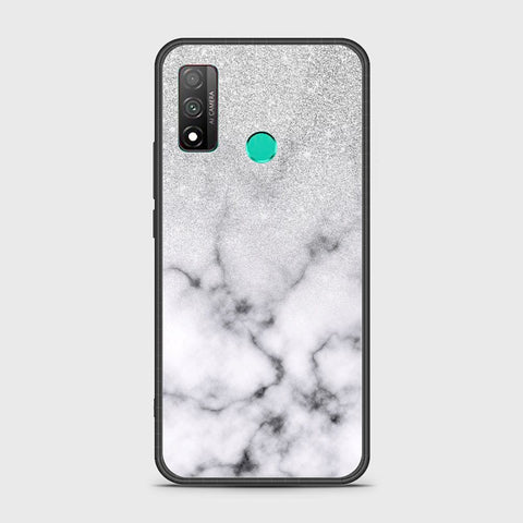 Huawei P smart 2020 Cover - White Marble Series - HQ Ultra Shine Premium Infinity Glass Soft Silicon Borders Case