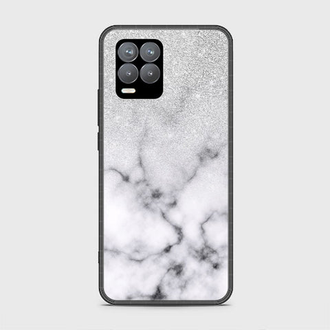 Realme 8 Cover - White Marble Series - HQ Ultra Shine Premium Infinity Glass Soft Silicon Borders Case