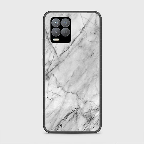 Realme 8 Cover - White Marble Series - HQ Ultra Shine Premium Infinity Glass Soft Silicon Borders Case