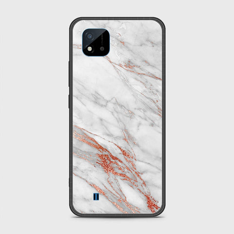 Realme C20A Cover- White Marble Series - HQ Ultra Shine Premium Infinity Glass Soft Silicon Borders Case