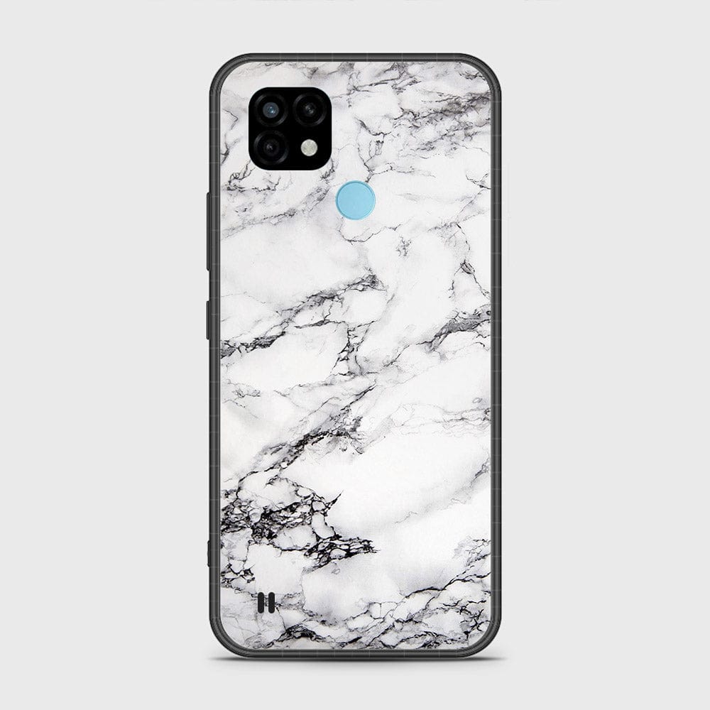 Realme C21 Cover- White Marble Series - HQ Premium Shine Durable Shatterproof Case