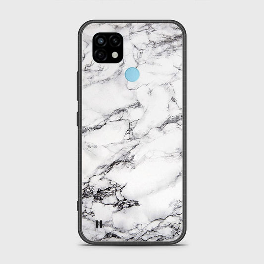 Realme C21 Cover- White Marble Series - HQ Ultra Shine Premium Infinity Glass Soft Silicon Borders Case
