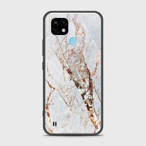 Realme C21 Cover- White Marble Series - HQ Premium Shine Durable Shatterproof Case