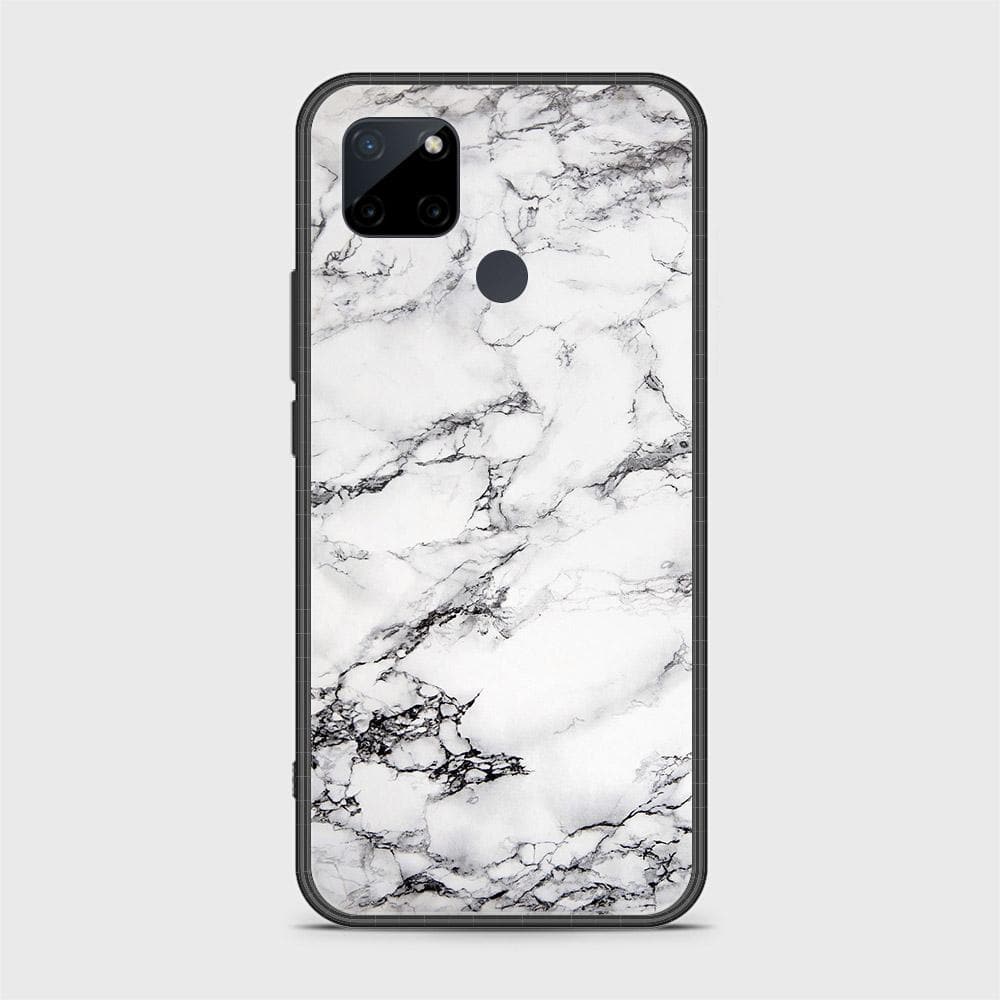 Realme C25Y Cover- White Marble Series - HQ Ultra Shine Premium Infinity Glass Soft Silicon Borders Case