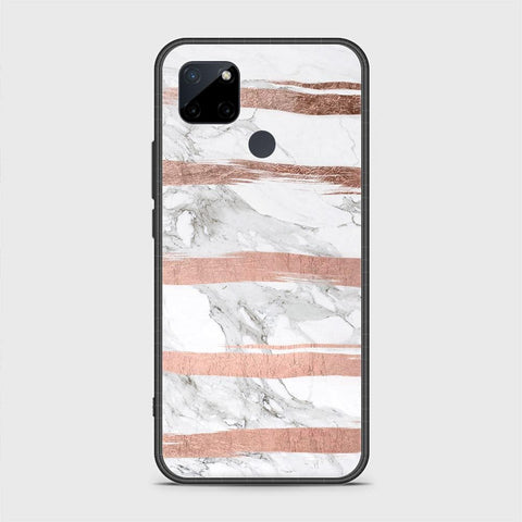 Realme C21Y Cover- White Marble Series - HQ Ultra Shine Premium Infinity Glass Soft Silicon Borders Case