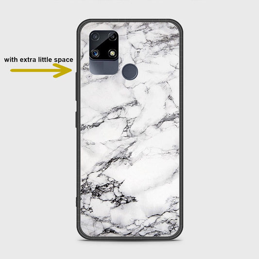 Realme C15 Cover- White Marble Series - HQ Ultra Shine Premium Infinity Glass Soft Silicon Borders Case