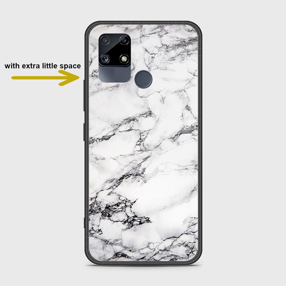 Realme Narzo 30A Cover- White Marble Series - HQ Ultra Shine Premium Infinity Glass Soft Silicon Borders Case