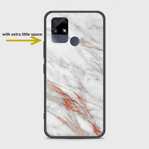 Realme C15 Cover- White Marble Series - HQ Ultra Shine Premium Infinity Glass Soft Silicon Borders Case