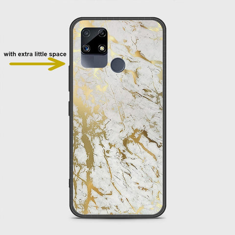 Realme C15 Cover- White Marble Series - HQ Ultra Shine Premium Infinity Glass Soft Silicon Borders Case