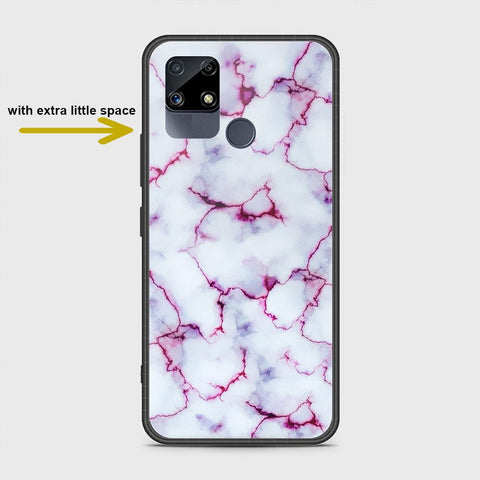 Realme C15 Cover- White Marble Series - HQ Ultra Shine Premium Infinity Glass Soft Silicon Borders Case