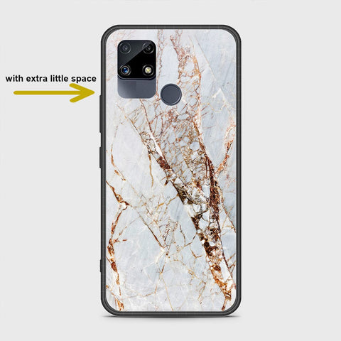 Realme C15 Cover- White Marble Series - HQ Ultra Shine Premium Infinity Glass Soft Silicon Borders Case