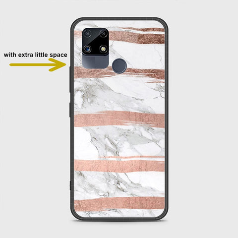 Realme C15 Cover- White Marble Series - HQ Ultra Shine Premium Infinity Glass Soft Silicon Borders Case