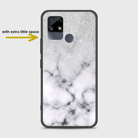 Realme C15 Cover- White Marble Series - HQ Ultra Shine Premium Infinity Glass Soft Silicon Borders Case