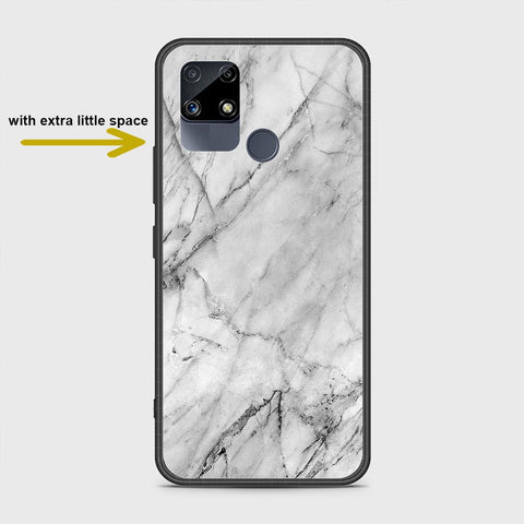 Realme C15 Cover- White Marble Series - HQ Ultra Shine Premium Infinity Glass Soft Silicon Borders Case