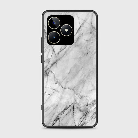 Realme Narzo N53 Cover- White Marble Series - HQ Ultra Shine Premium Infinity Glass Soft Silicon Borders Case