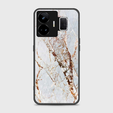 Realme GT3 Cover- White Marble Series - HQ Ultra Shine Premium Infinity Glass Soft Silicon Borders Case