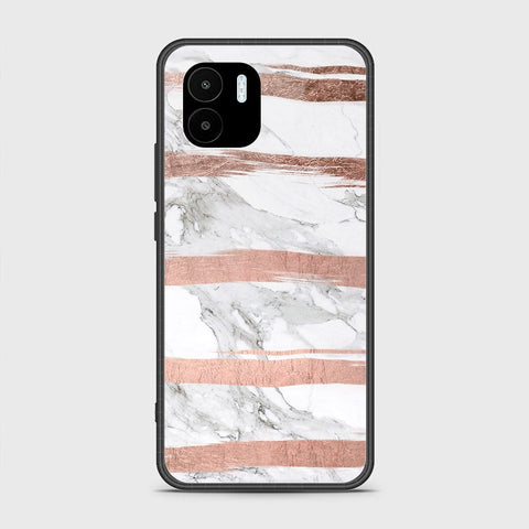 Xiaomi Redmi A1 Cover - White Marble Series - HQ Ultra Shine Premium Infinity Glass Soft Silicon Borders Case