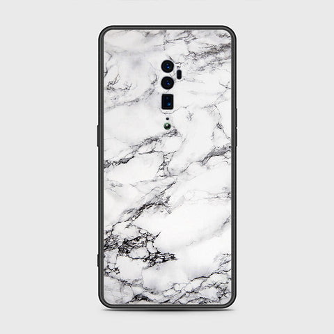 Oppo Reno 10x Zoom Cover- White Marble Series - HQ Ultra Shine Premium Infinity Glass Soft Silicon Borders Case