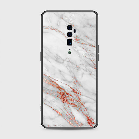 Oppo Reno 10x Zoom Cover- White Marble Series - HQ Ultra Shine Premium Infinity Glass Soft Silicon Borders Case