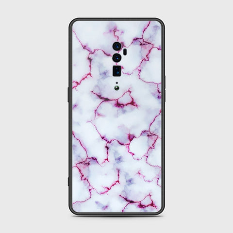 Oppo Reno 10x Zoom Cover- White Marble Series - HQ Ultra Shine Premium Infinity Glass Soft Silicon Borders Case