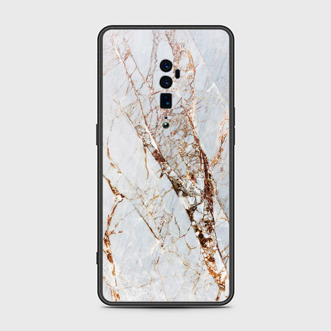 Oppo Reno 10x Zoom Cover- White Marble Series - HQ Ultra Shine Premium Infinity Glass Soft Silicon Borders Case