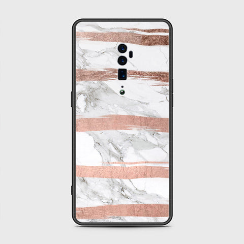Oppo Reno 10x Zoom Cover- White Marble Series - HQ Ultra Shine Premium Infinity Glass Soft Silicon Borders Case