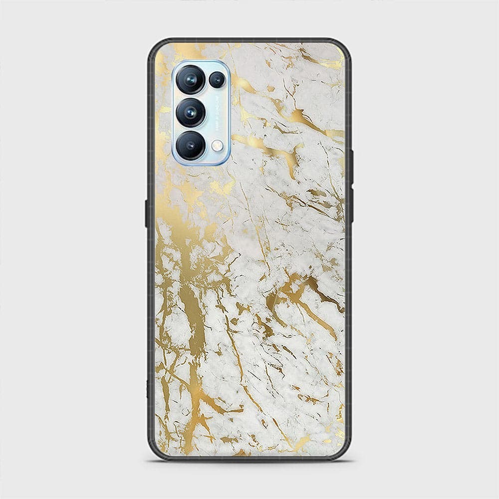 Oppo Reno 5 Pro 5G Cover - White Marble Series - D177 - HQ Ultra Shine Premium Infinity Glass Soft Silicon Borders Case ( Fast Delivery )