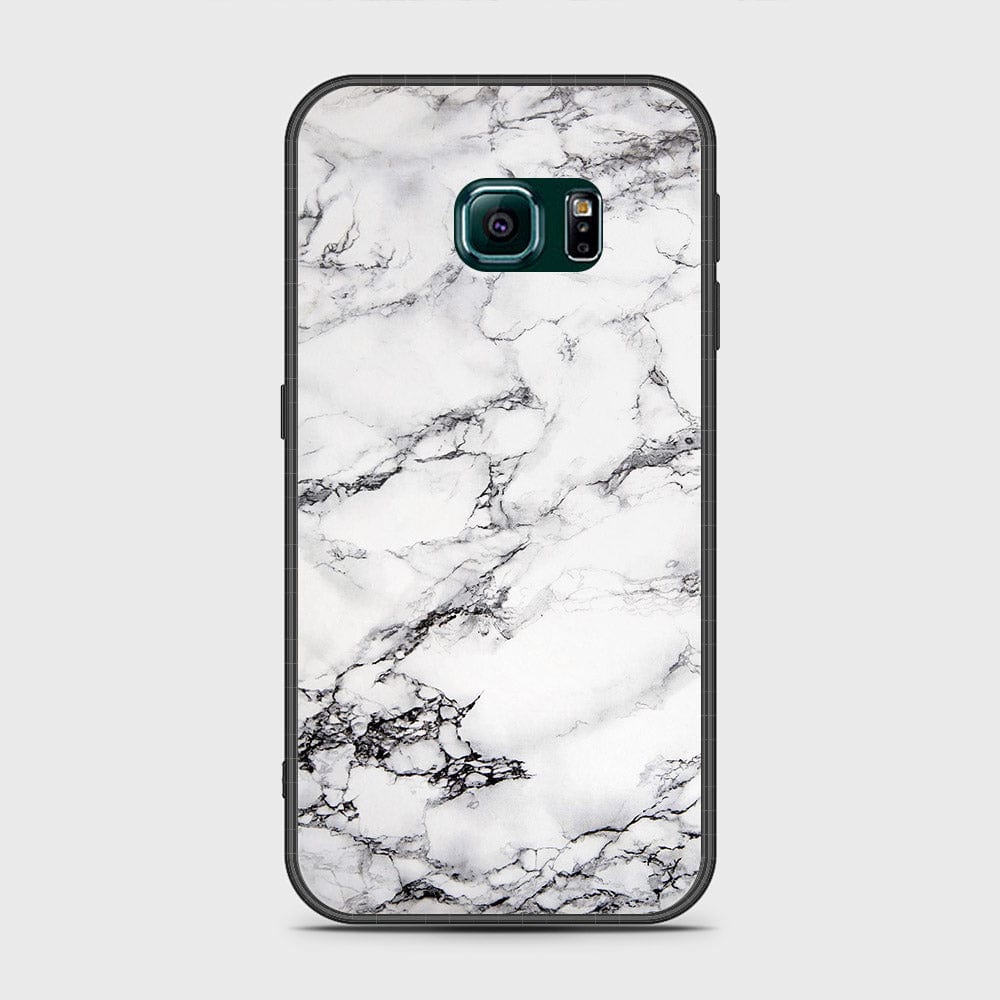 Samsung Galaxy S6 Edge Plus Cover- White Marble Series - HQ Ultra Shine Premium Infinity Glass Soft Silicon Borders Case