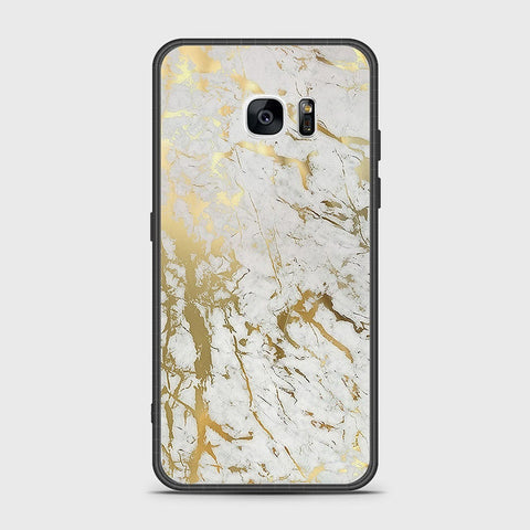 Samsung Galaxy S7 Edge Cover- White Marble Series - HQ Ultra Shine Premium Infinity Glass Soft Silicon Borders Case