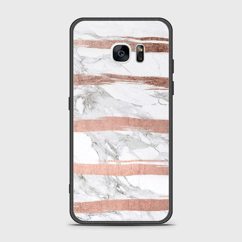 Samsung Galaxy S7 Edge Cover- White Marble Series - HQ Ultra Shine Premium Infinity Glass Soft Silicon Borders Case