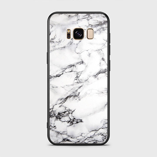 Samsung Galaxy S8 Cover- White Marble Series - HQ Ultra Shine Premium Infinity Glass Soft Silicon Borders Case