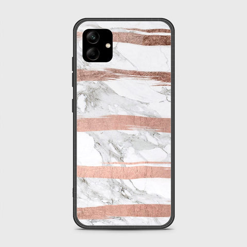 Samsung Galaxy A04e Cover - White Marble Series - HQ Ultra Shine Premium Infinity Glass Soft Silicon Borders Case