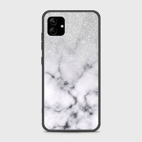 Samsung Galaxy A04e Cover - White Marble Series - HQ Ultra Shine Premium Infinity Glass Soft Silicon Borders Case