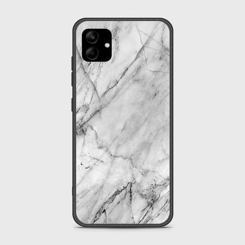 Samsung Galaxy A04e Cover - White Marble Series - HQ Ultra Shine Premium Infinity Glass Soft Silicon Borders Case