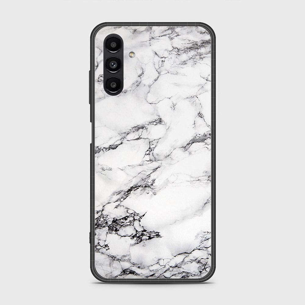 Samsung Galaxy A13 5G Cover- White Marble Series - HQ Ultra Shine Premium Infinity Glass Soft Silicon Borders Case