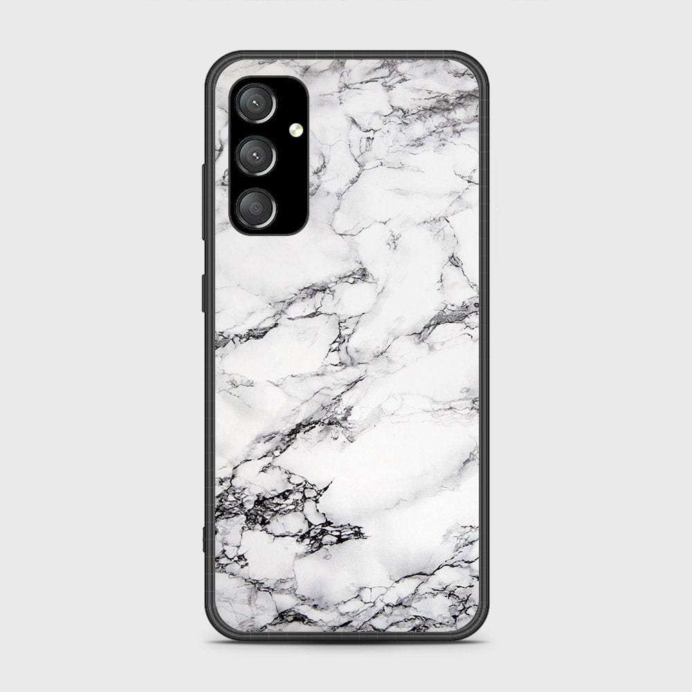 Samsung Galaxy A34 5G Cover- White Marble Series - HQ Ultra Shine Premium Infinity Glass Soft Silicon Borders Case