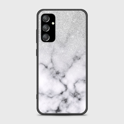 Samsung Galaxy A34 5G Cover- White Marble Series - HQ Ultra Shine Premium Infinity Glass Soft Silicon Borders Case