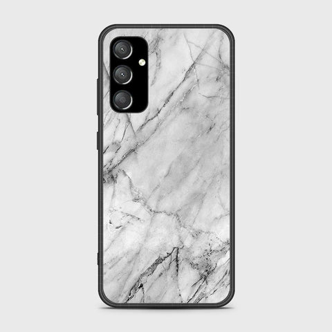Samsung Galaxy A34 5G Cover- White Marble Series - HQ Ultra Shine Premium Infinity Glass Soft Silicon Borders Case