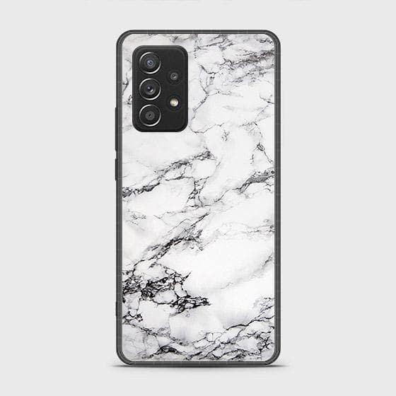 Samsung Galaxy A52s 5G Cover - White Marble Series - HQ Ultra Shine Premium Infinity Glass Soft Silicon Borders Case