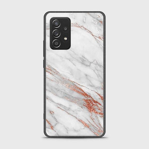 Samsung Galaxy A52s 5G Cover - White Marble Series - HQ Ultra Shine Premium Infinity Glass Soft Silicon Borders Case