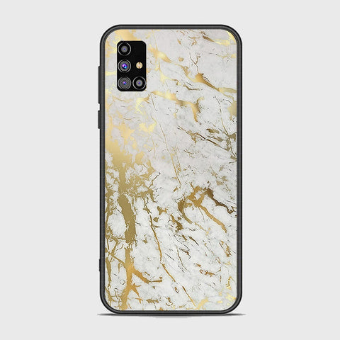 Samsung Galaxy M31s Cover - White Marble Series - HQ Ultra Shine Premium Infinity Glass Soft Silicon Borders Case